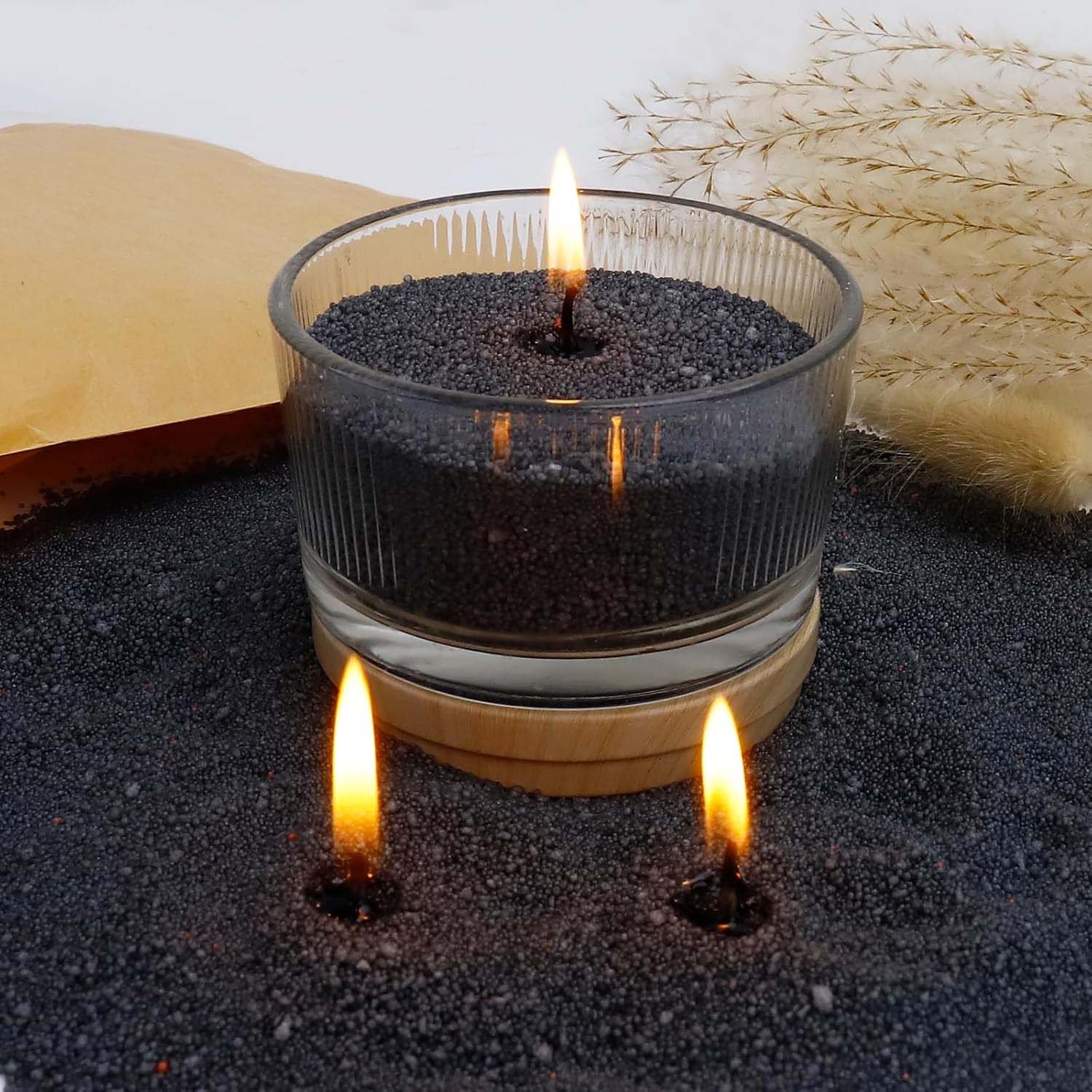 Candle Making Wax - رمل شمع أسود مع فتيل، 200