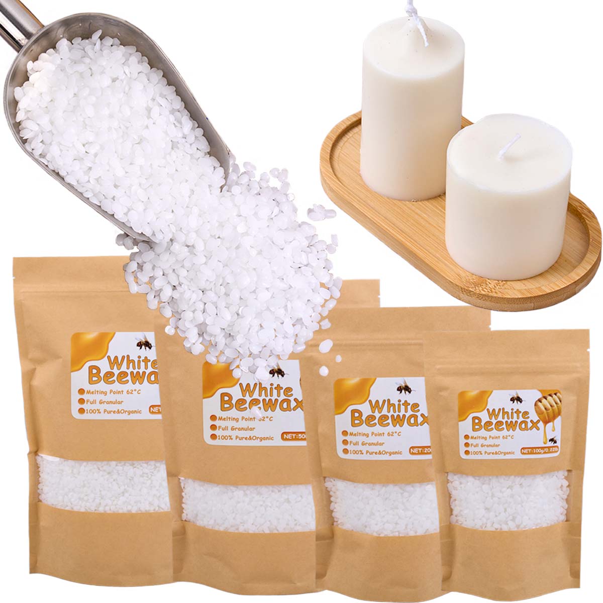 شمع العسل الأبيض الطبيعي النقي - مراجعة Candle Making Wax وسعره